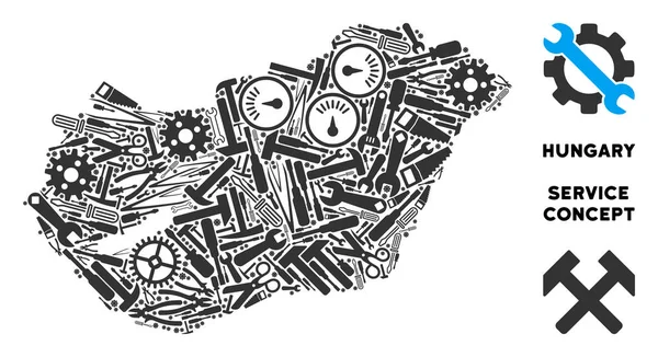 Hizmet araçları kompozisyon Macaristan Haritası