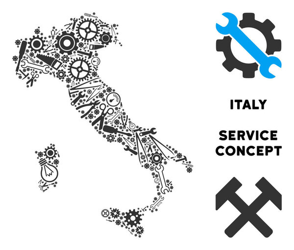 Composition Italy Map of Service Tools