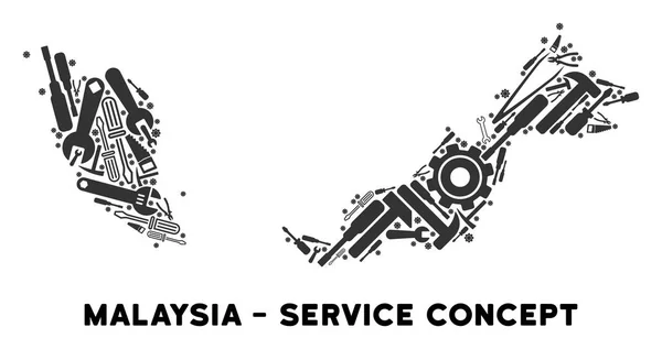 Mosaic Malaysia Map of Repair Tools – stockvektor