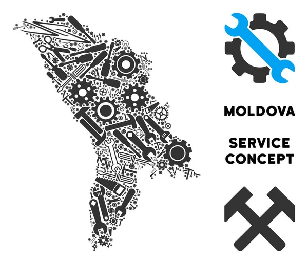 Hizmet araçları mozaik Moldova Haritası