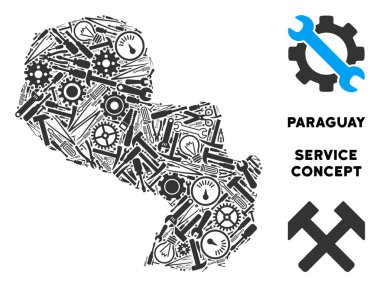 Onarım araçları kompozisyon Paraguay Haritası