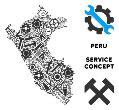 Onarım araçları kompozisyon Peru Haritası