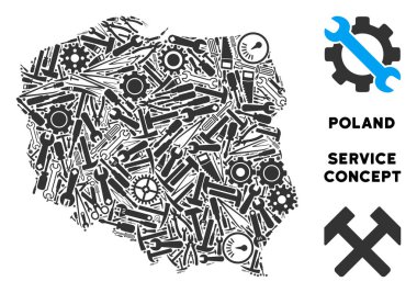 Hizmet araçları kolaj Polonya Haritası