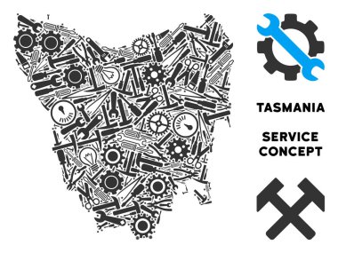 Onarım araçları mozaik Tazmanya Adası Haritası