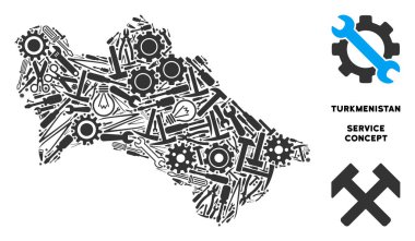 Onarım araçları kolaj Türkmenistan Haritası
