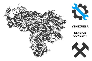 Hizmet araçları kolaj Venezuela Haritası