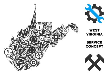 Onarım araçları kolaj West Virginia devlet Haritası
