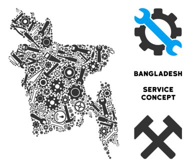 Onarım araçları kolaj Bangladeş Haritası