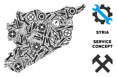 Onarım araçları mozaik Suriye Haritası