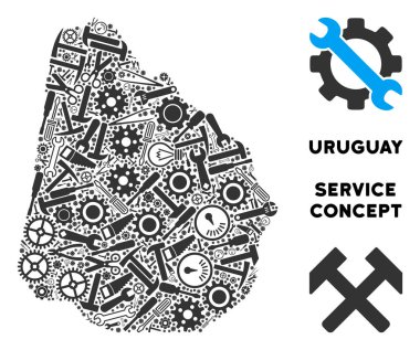 Hizmet araçları kompozisyon Uruguay Haritası