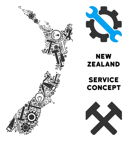 Hizmet araçları kompozisyon Yeni Zelanda Haritası
