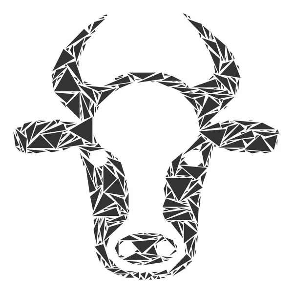 Cow Head Collage of Triangles — Stock Vector