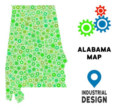 Gears'ı Alabama Eyalet harita mozaik