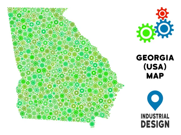 Gears'ı Amerikan devlet Gürcistan harita mozaik