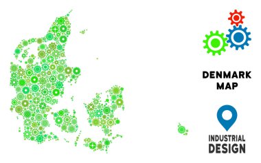 Gears'ı Danimarka harita kompozisyon