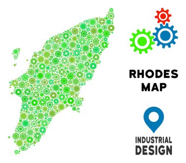 Gears'ı Yunan Rodos Adası harita kolaj