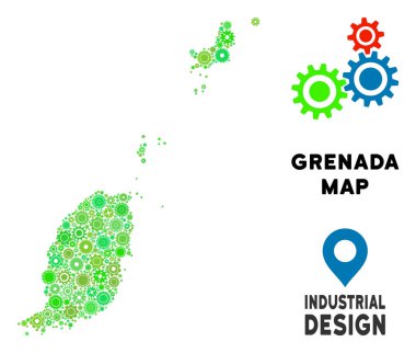 Gears'ı Grenada harita kompozisyon