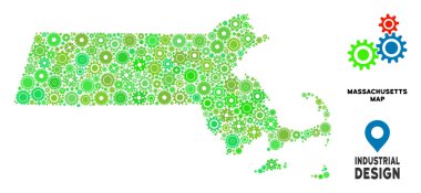 Gears'ı Massachusetts eyalet harita kolaj