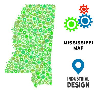 Gears'ı Mississippi devlet harita kolaj