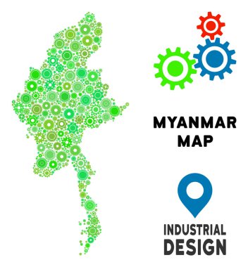 Gears'ı Myanmar Haritası kompozisyon