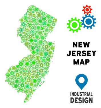 Gears'ı yeni Jersey eyalet harita kolaj