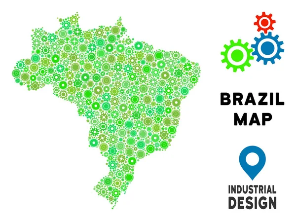 Gears Brasil Mapa Composição —  Vetores de Stock