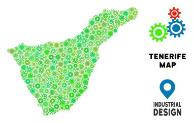 Gears'ı Tenerife İspanya ada harita kompozisyon