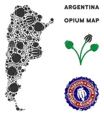 Afyon uyuşturucu Arjantin harita kolaj