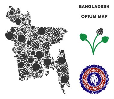 Afyon bağımlılığı Bangladeş harita kolaj