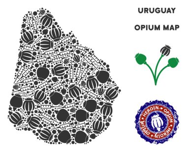 Afyon bağımlılığı Uruguay harita kompozisyon