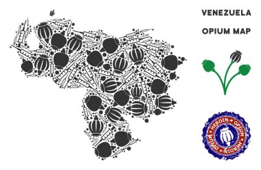 Afyon bağımlılığı Venezuela harita kolaj