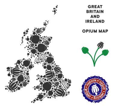 Afyon bağımlılığı büyük Britanya ve İrlanda harita kolaj