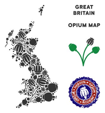 Afyon uyuşturucu İngiltere harita kolaj