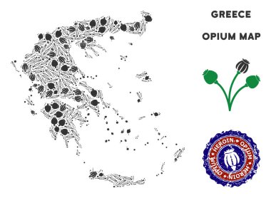 Afyon uyuşturucu Yunanistan harita kolaj