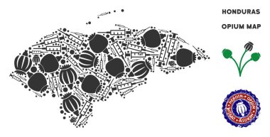 Afyon bağımlılığı Honduras harita kompozisyon