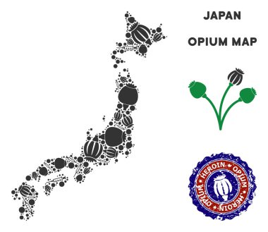 Afyon bağımlılığı Japonya harita kompozisyon