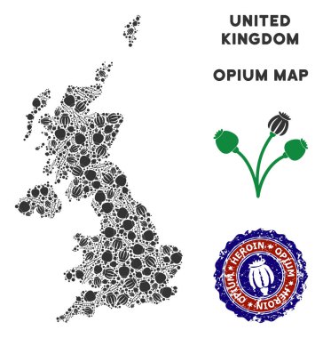 Afyon uyuşturucu İngiltere harita kompozisyon