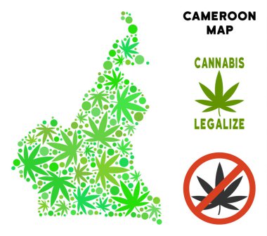 Telif ücretsiz esrar yaprakları kolaj Afrika Kamerun Haritası