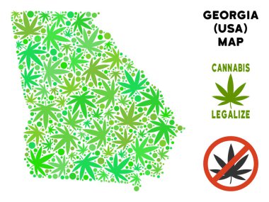 Telif ücretsiz esrar yaprakları mozaik Amerikan devlet Gürcistan Haritası