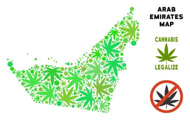 Telif ücretsiz esrar yaprakları kompozisyon Arap Emirlikleri harita