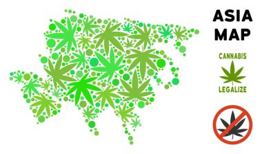 Telif ücretsiz esrar yaprakları stil Asya harita