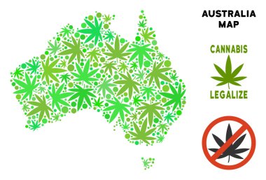 Telif ücretsiz kenevir yaprak kompozisyon Avustralya harita