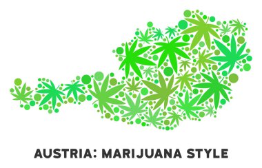 Royalty Free Marijuana Leaves Collage Austria Map clipart