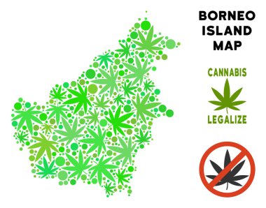 Telif ücretsiz esrar yaprakları stil Borneo Adası Haritası