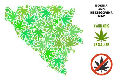 Telif ücretsiz esrar yaprakları kompozisyon Bosna Hersek harita