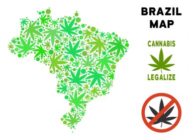 Telif ücretsiz esrar yaprakları mozaik Brezilya harita