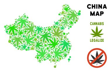 Telif ücretsiz esrar yaprakları mozaik Çin Haritası