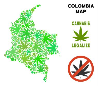 Telif ücretsiz kenevir yaprak mozaik Kolombiya Haritası