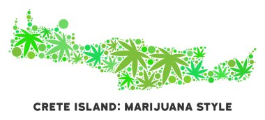 Telif ücretsiz esrar yaprakları kolaj Girit Adası Haritası