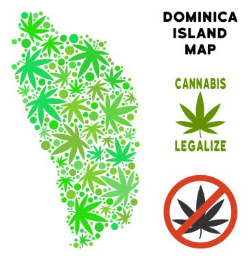 Telif ücretsiz esrar yaprakları kolaj Dominica Ada Haritası